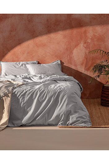 Madame Coco Sona Bettbezug-Set mit Quasten, Kingsize, Grau