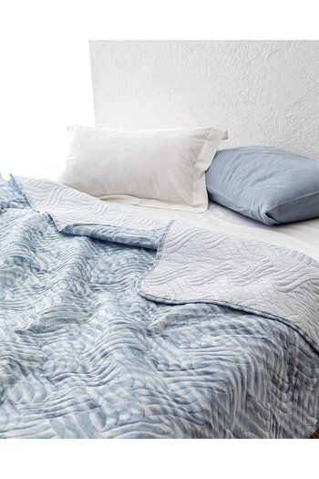 Madame Coco Bedruckte Tagesdecke Darcia, Kingsize, Blau