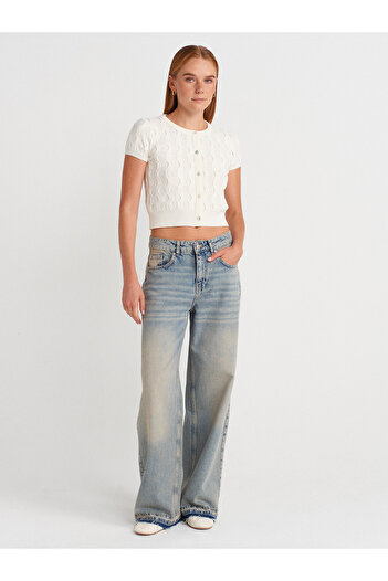 Dilvin 71972 Pantaloni din denim cu vârfuri de picior-Tint
