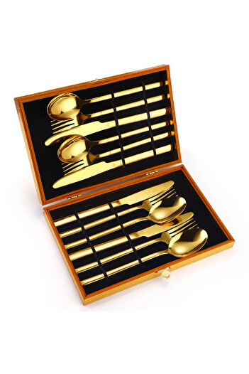 Trendy's Set of 12 stainless steel cutlery for 4 people TRENDY'S, gold