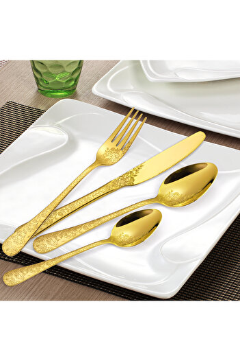 Trendy's 24-piece stainless steel cutlery set, for 6 people, TRENDY'S, luxury edition, gold