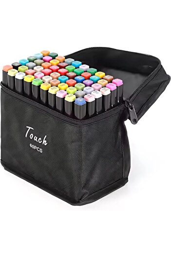 Twisoo Dual Tip Art Markers with Carrying Case – Odorless & Non-Toxic Twin Head Permanent Colourin
