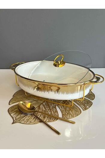ROSSEV White Gold Heated Oval Pot Set of 2 Large