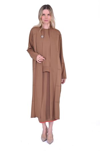 Invee Shawl Collar Knitwear Long Cardigan Toprak
