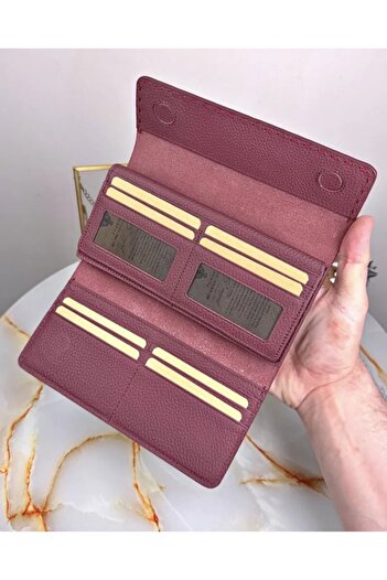 Fil Deri Genuine Leather Women's Burgundy Color 2022 with Phone Compartment and Saraciye Stitching