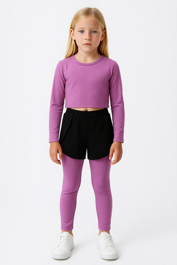 Beniizle Girls' Sports Suit with Shorts Detail