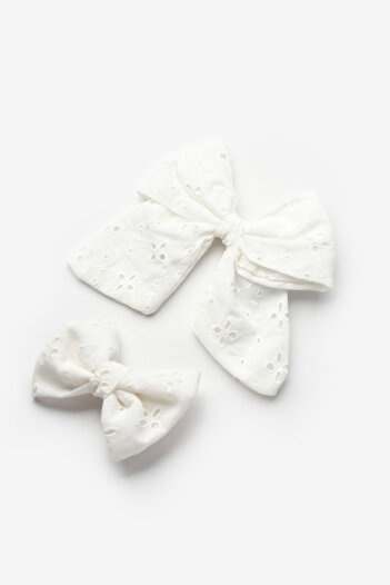 Le Mabelle Σετ αγκράφες Mother Daughter Bow White Scallop