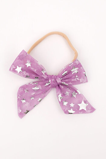 Le Mabelle Lilac Star Printed Tulle Girl's Hair Band
