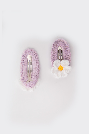Le Mabelle Lilac Knitted Flower Set of 2 Buckles
