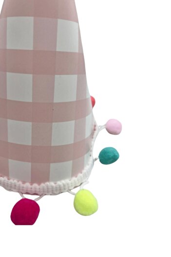 Le Mabelle Pembe Ponpon Detaylı Karton Doğum Günü Huni Taç