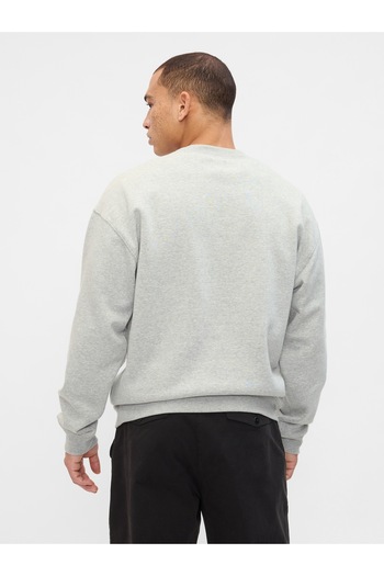 GAP Erkek Gri Logo Grafikli Relaxed Fleece Sweatshirt