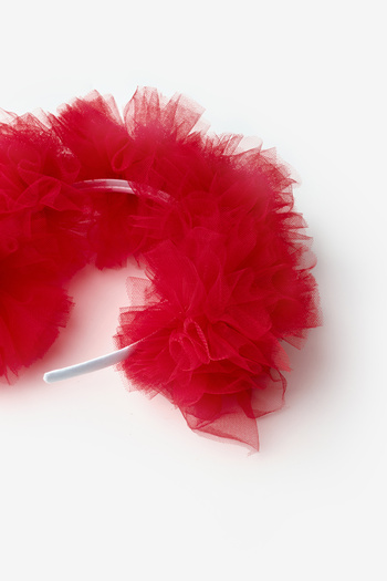 Le Mabelle Red Tulle Pompom Girl's Crown