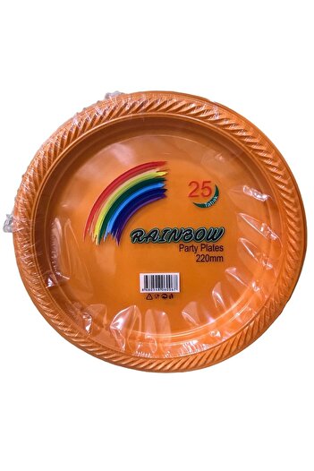 Deniz Party Store Turuncu Plastik Kullan At Tabak 25 Adet 22 Cm