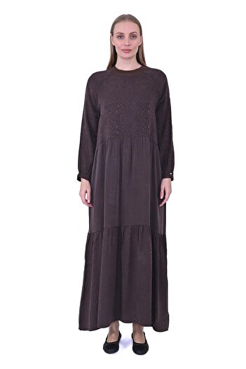 Invee Snake Pattern Lyocel Dress Coffee