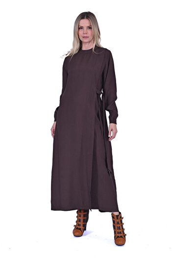 Invee Side Lace Dress Brown