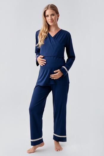 Artış Long Sleeve Flexible Cotton Maternity Pajama Set