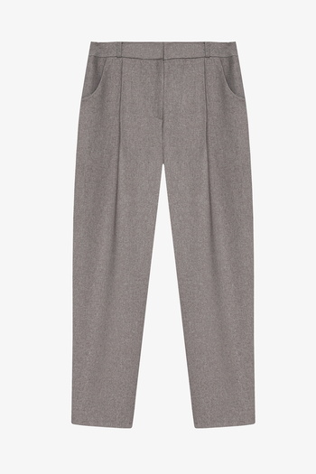 Quzu High Waist Pleated Carrot Pants Gray