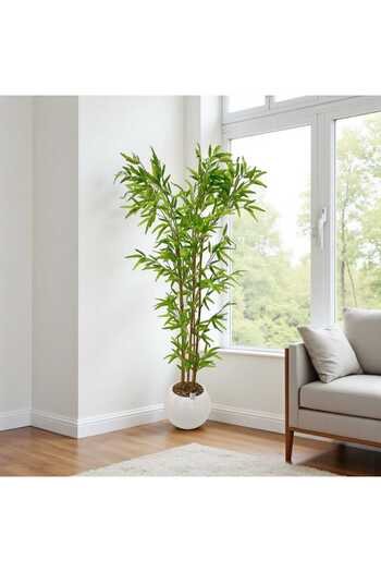 Casco Elegant artificial bamboo tree in a white round pot, 180 cm