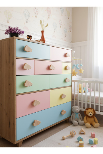 Bay Kulp Wooden Handle Cloud Handle Stylish Country Children's Room Handle Furniture Handle Two Pieces (2)