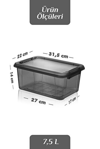 MOİ 2'li 7,5L Un Bakliyat Erzak Kabı Kilitli Kapaklı Banyo Düzenleyici Deterjanlık Saklama Kutusu 2x7,5L