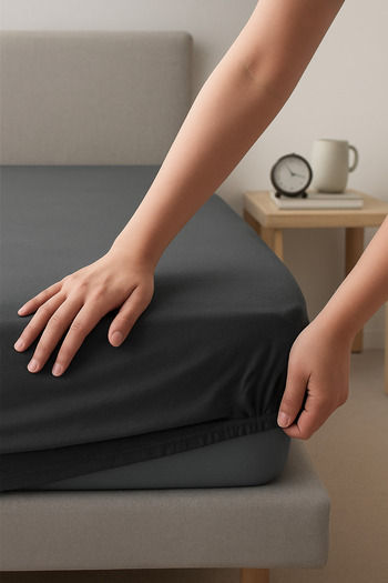 SUVAY Anthracite 100% Cotton Elastic Single / Double King Size Combed Cotton Bed Sheet