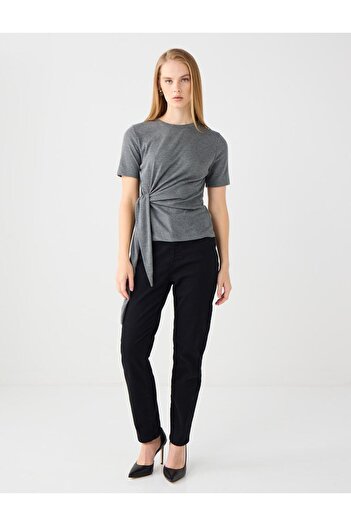 Jimmy Key Anthracite Crew Neck Short Sleeve Side Tie T-Shirt