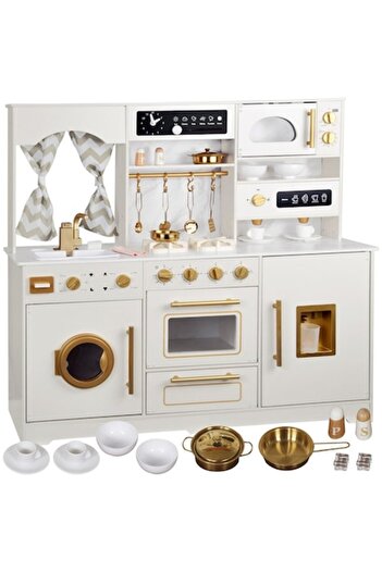 Smart Vibe FrenchBistro™ MDF Kids Kitchen with Lights, Sounds, Electric Sink and Accessories