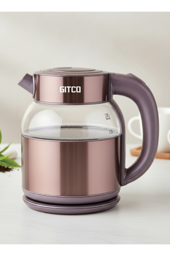 GITCO Electric Double Wall Glass Kettle 1.8L Capacity with Auto Shut-Off, Fast Boiling & Dry Protection