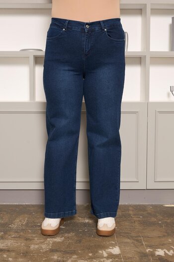 RMG Elastic Waist Wide Leg Plus Size Kim.Blue Jeans