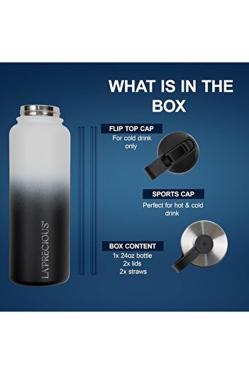 LA' PRECIOUS Stainless Steel Water Bottle 40 oz - Rust Proof - Leakproof - Keeps Liquids Hot or Cold