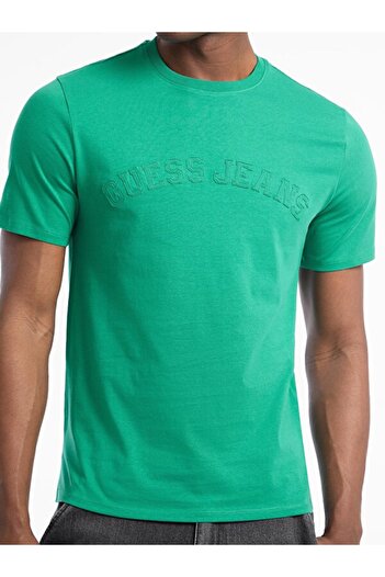 Guess Ανδρικό μπλουζάκι GJ Slim Fit με ανάγλυφο λογότυπο - Πράσινο