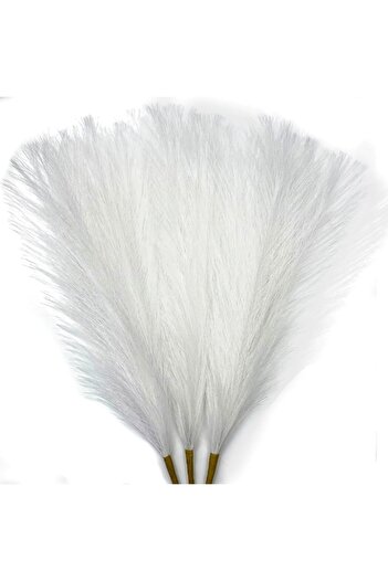 eZmart Set 3 Fire de Iarba de Pampas Sintetica, Decor Casa, Birou, Evenimente, Aspect Elegant, eZMART, Alb