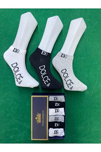 Dolce&Gabbana , Set 6 unisex short socks, White, Black, Grey, One Size