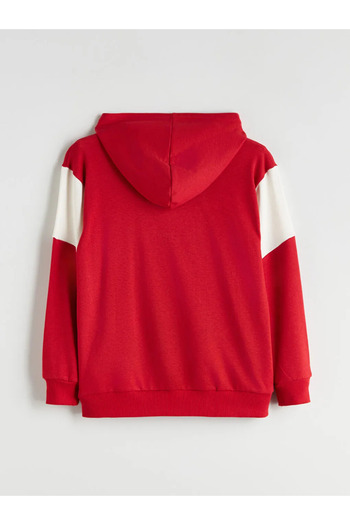 LC Waikiki Lcw Kids Red Hooded New York Printed Boys' Sweatshirt