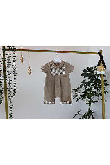 genybaby Baby Summer Plaid Collar Detailed Romper – Cotton Fabric