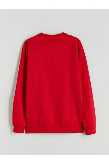 LC Waikiki Lcw Kids Red Crew Neck Atatürk Signature Printed Boys' Sweatshirt