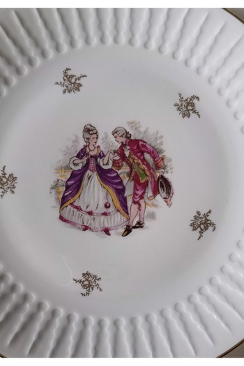 Fransız Limoges Nurantik Chauvigny Stamped Fragonard Patterned Serving Plate