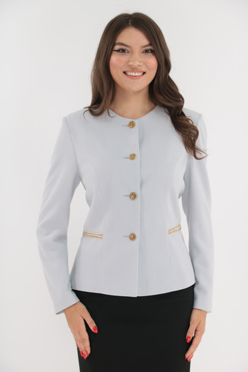 Vanessa Line RO Sacou elegant bleu cu elemente aurii