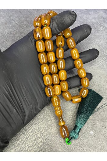 Mos Tespih Large Size Rope Tasseled Moire Crimped Amber Prayer Beads