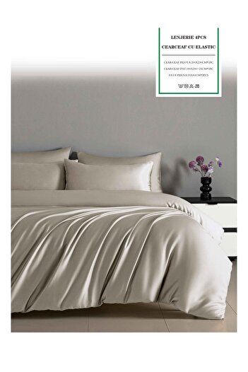 CHIRASO CHIRASO Bedding Set, Shiny SATIN, ELASTIC Sheet 180x200cm, Duvet Cover 200x230cm, 2 Pillowcases