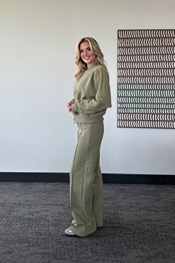 Laluvia Khaki Nora Tracksuit Set - 8001