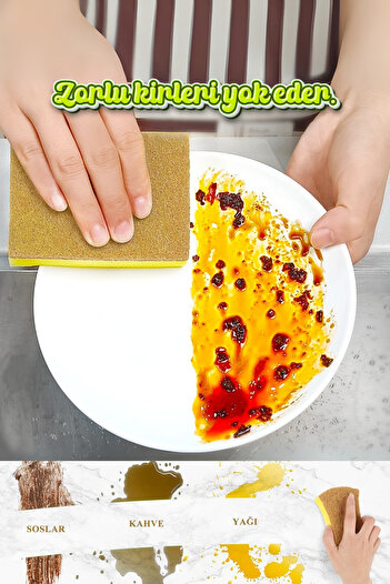 GRİMOR Life 10 Pieces Natural Fiber Sisal Corrugated Dish Sponge - Special Textured Pinterest Kitchen Cleaning Sponge