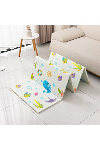 Flippy 2-Sided Children's Play Mat, Flippy, Foam, Waterproof, Non-Slip, Marine/Animals, 180x200x1.5 cm