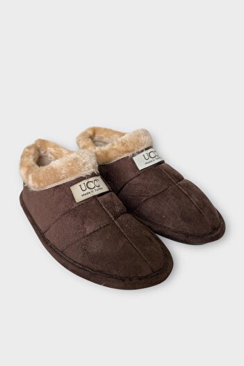 Liger Unisex Winter Home Slippers with Wool Inside Brown