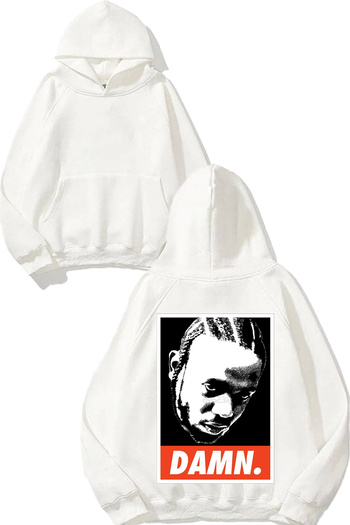 THEWERT Φούτερ Kendrick Lamar 8 Design με στάμπα στην πλάτη, λευκό με κουκούλα