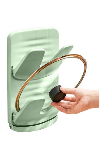 Flippy Kitchen Holder, Flippy, for Lids/Chopsticks, Drainage Collection, 33.3 x 20.7 x 3.5 cm, Green