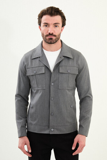 Mcr Plain Slim Fit Shirt Collar Men's Coat Gray - 39657.25K