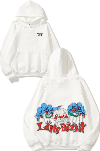 THEWERT Limp Bizkit 8 Design Back Printed White Hooded Sweatshirt