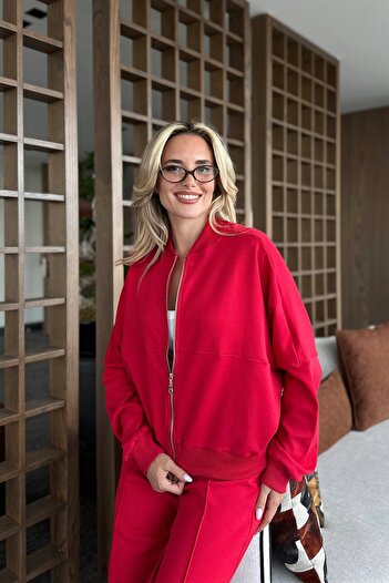 Laluvia Red Nora Tracksuit Set - 8001