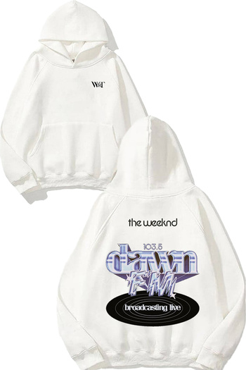 THEWERT The Weeknd after Hours 6 Design Back Printed White Hooded Sweatshirt